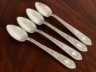 - (4) Persian 875 Silver Demitasse Spoons: Engraved Pattern No Monograms