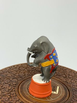Vintage Cast Iron Coin Bank Standing Circus Elephant