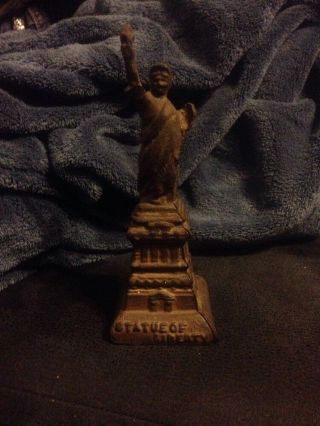 Great Antique Cast Iron Statue Of Liberty Still Penny Bank 1910 - 1930 