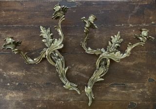 Vtg Set Of 2 Solid Brass Double Wall Candelabra Sconce 16 " X 13 " Euc
