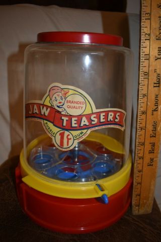 Vtg 50s Jaw Teasers 1 Cent Gumball Candy Dispenser Counter Top