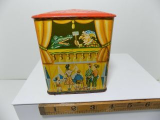 Mr Punch & Judy Money Box Bank Tin C1950s