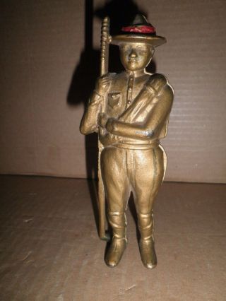 Wonderful Old Cast Iron Boy Scout - Soldier Still Bank 1910 - 1934