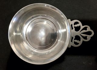 Antique Sterling Silver Porenger Bowl Pierced Handle 90 Grams