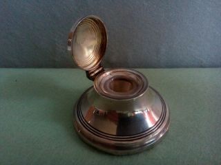 Antique George V Silver Inkwell Pot With Glass Liner - Birmingham 1923