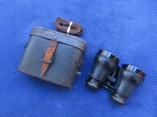 Vintage Ww1 German Kohler Burgstadt Binoculars And Case
