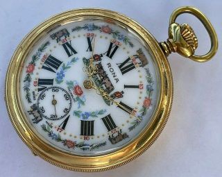 25s - Vintage Rona Swiss Hand Winding Pocket Watch With Seconds Hand Register