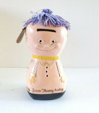 Vintage Moody Mary Coin Bank Purple Hair 4 Sided 1960 