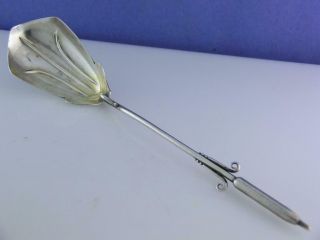 Sterling Wood & Hughes Serving Spoon 3d Cattail Handle C1870 