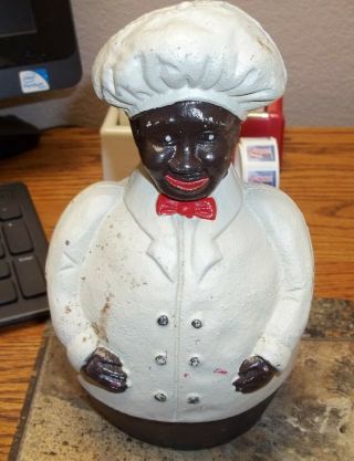 Vintage Jolly Chef Cast Iron Baker Cook Chef Still Bank
