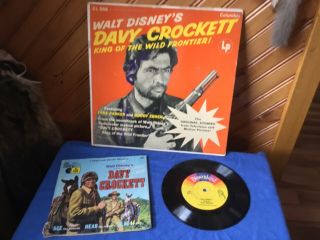 Vintage Walt Disney " Story Of Davy Crockett " See Hear Read Book And Record