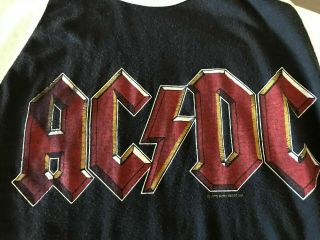 Vintage Ac/dc Back In Black 1980 Concert Raglan Shirt