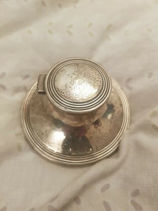 Antique Solid Silver Sterling Inkwell,  Capstan,  Williams,  Birmingham 1905