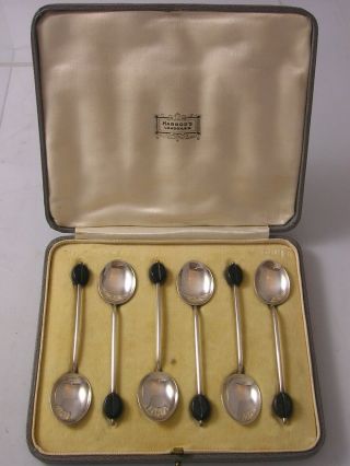 Lovely Box Set 6 1926 George V Silver Coffee Bean Spoons 36 Grams Harrods