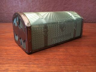 Vintage Zell Products Corp Green Treasure Chest Coin Bank