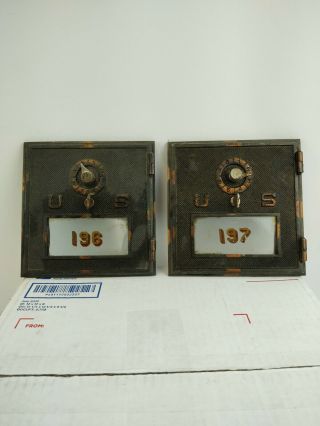 2 Vintage Post Office Box Doors With Combination Locks