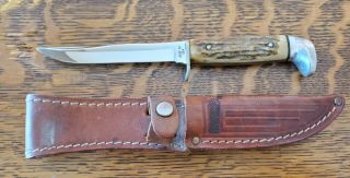 Case Xx Usa Fixed Blade Hunting Knife With Sheath 5 Finn Two Pin Exc.
