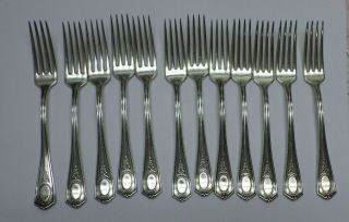 12 Louis Xvi Oneida Community Plate Silverplate Forks 7 1/2 " No Monograms 1911