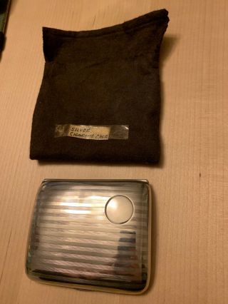 Vintage Sterling Silver Curved Cigarette Case,  Etched Design,  Some Dings,  Notes