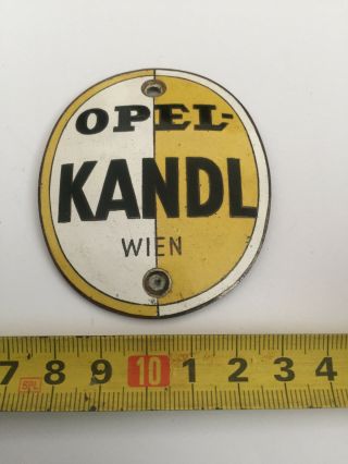 Vintage Enamel Dealer Badge Opel Kandl Vienna Austria