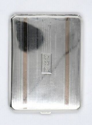 Antique Esco Art Deco Cigarette Card Vesta Case Sterling Silver 14k Gold Inlay