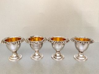 Fine Quality Set Of 4 19th C.  Georgian Old Sheffield Plate Gilded Egg Cups C1810
