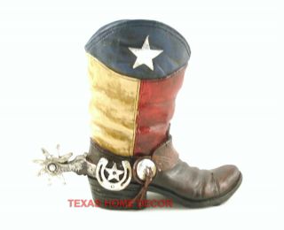 Texas Flag Boot Spurs Horseshoe Piggy Bank Rustic Western Decorative