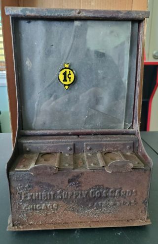 A True Barn Find - Exhibit Supply Co & Cards - 1 Cent Vending With 199 Cards