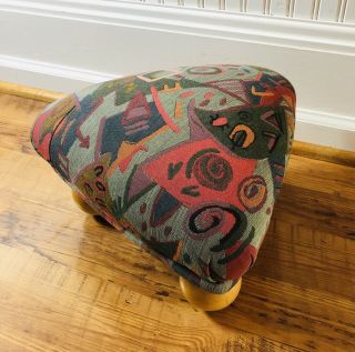 Vintage Abstract 1990’s Retro Geometric Triangle Upholstered Foot Stool Ottoman