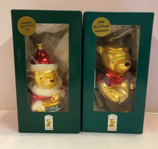 Disney Winnie The Pooh Blown Glass Christmas Ornament Set Midwest 1997/8 Germany