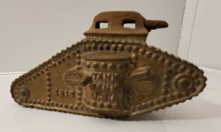 Cast Iron Tank Bank 1918,  Usa By A.  C.  Williams