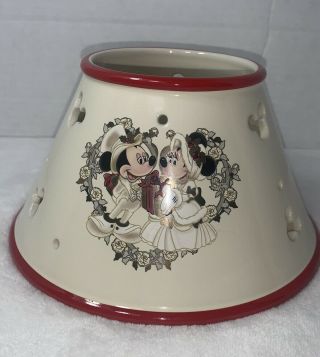 Disney Christmas Mickey Mouse And Minnie Mouse Ceramic Candle Lamp Shade Holder