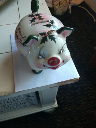 Vintage Christmas 1950 Kreiss Piggy Bank
