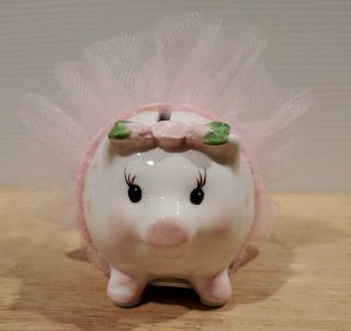 Mud Pie Tiny Dancer Ceramic Piggy Bank With Pink Tutu -