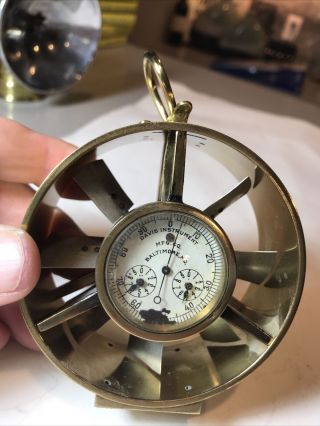 Vintage Davis Instrument Mfg Co Anemometer Brass Wind Coal Miner