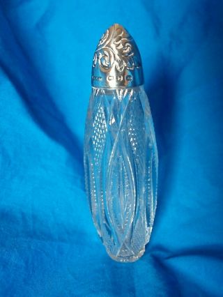 Crystal Scent Bottle Shaker Victorian Sterling Silver Birmingham 1896