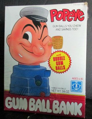 1978 Popeye The Sailor Man Gumball Coin Bank By Hasbro