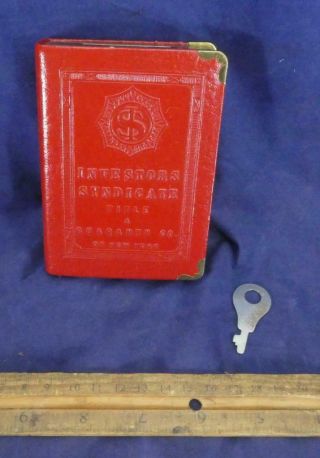 Vtg Investors Syndicate Book Bank Coin And Bills 250 Park Avenue Nyc W/ Key Zell