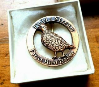 Vtg - 1969 70 Field & Stream " First Bird Badge " Quail Award W/original Box