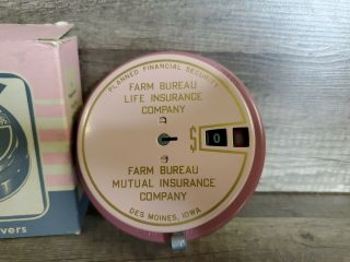 Vintage Add O Bank Coin Bank Pink Farm Bureau No Key 2