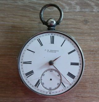 London Antique Solid Silver J.  W Benson Gents Fusee Pocket Watch