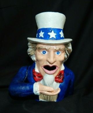 Uncle Sam " I Want You " Cast Iron Novelty Mechanical Bank Patriotic Americana Us