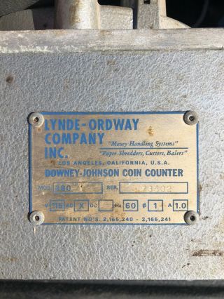 DOWNEY - JOHNSON ELECTRIC COIN COUNTER MODEL 380 3