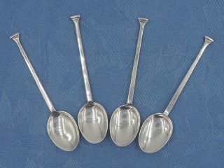 Antique English Sterling Silver Set Of 4 Teaspoons Spoons Sheffield 1914