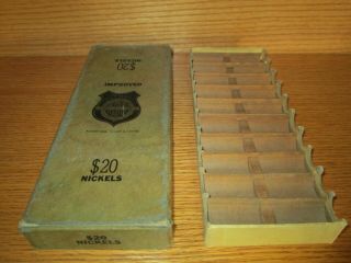 Vintage The Lonson Coin Box Holds 10 Nickels Rolls Empty