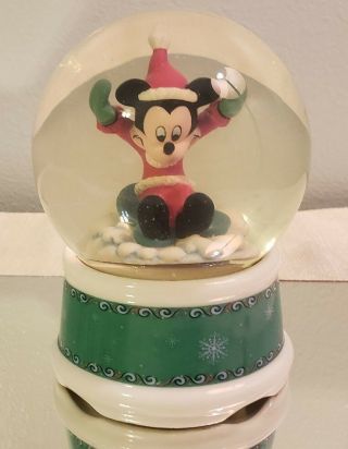Disney Enesco Mickey Mouse Christmas Snow Globe Music Box Let It Snow