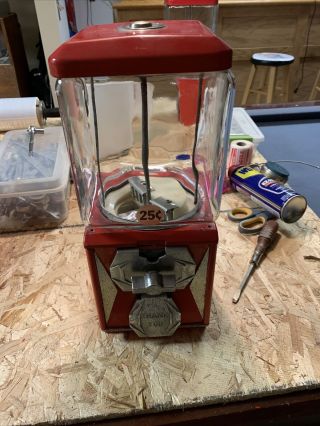 Vintage Candy Machine A & A Global Red Glass Globe