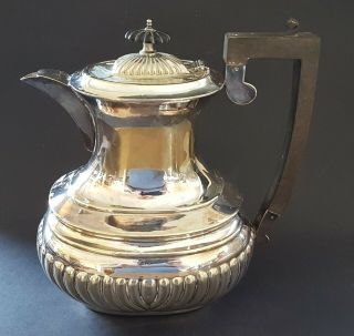 Silver Plate Electroplate Vintage Art Deco Antique Large Ribbed Coffee Pot