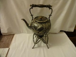 Antique Victorian Silver Plate Tipping Teapot With Burner Sb & M Birmingham