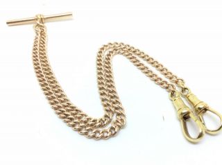 Antique Victorian 9ct Rolled Gold Double Albert Pocket Watch Chain T H